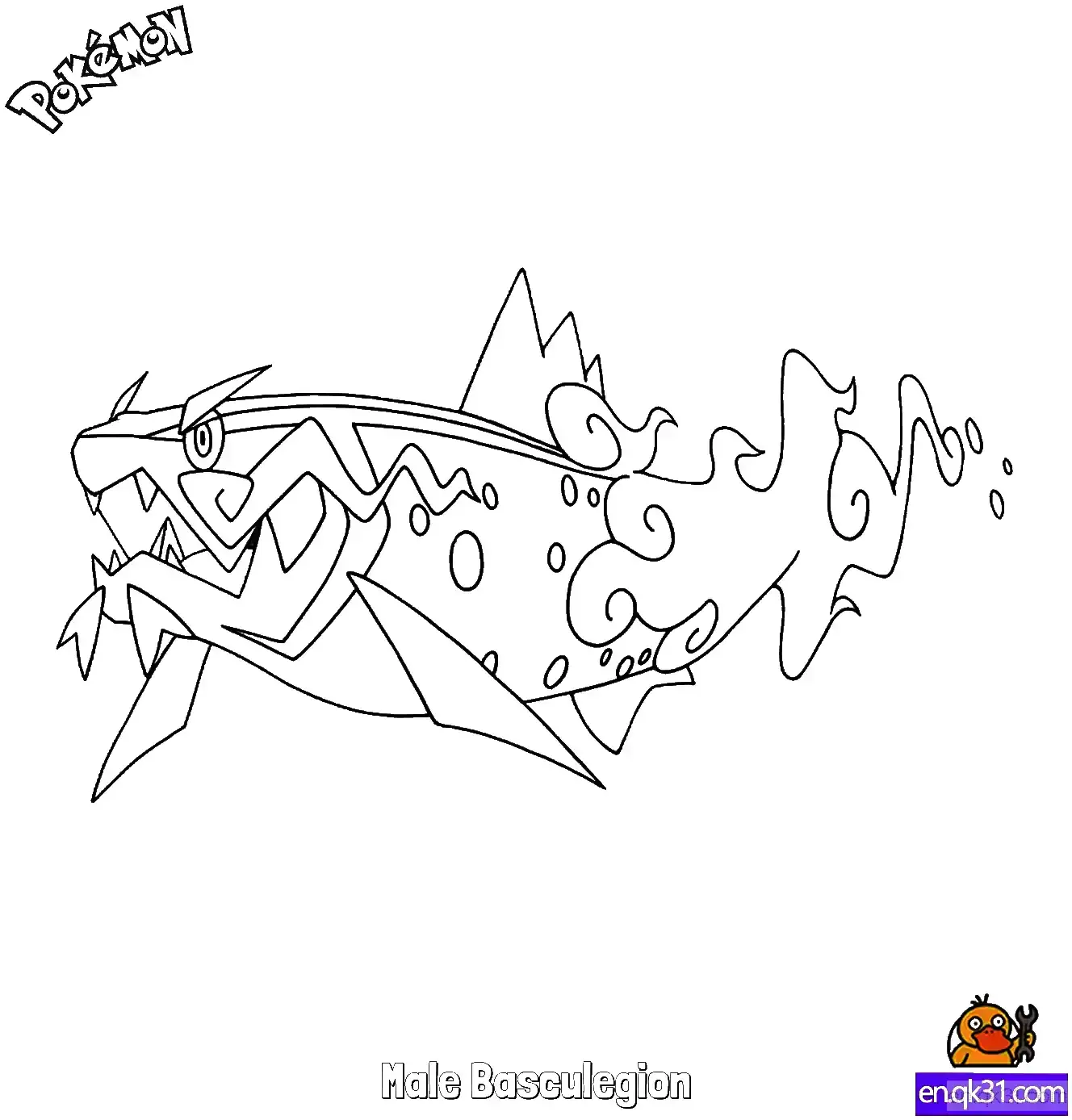 幽尾玄鱼 雄性的样子简笔画 - 免费可打印宝可梦简笔画简笔画涂色画 – 为儿童和成人提供的免费可打印简笔画涂色画